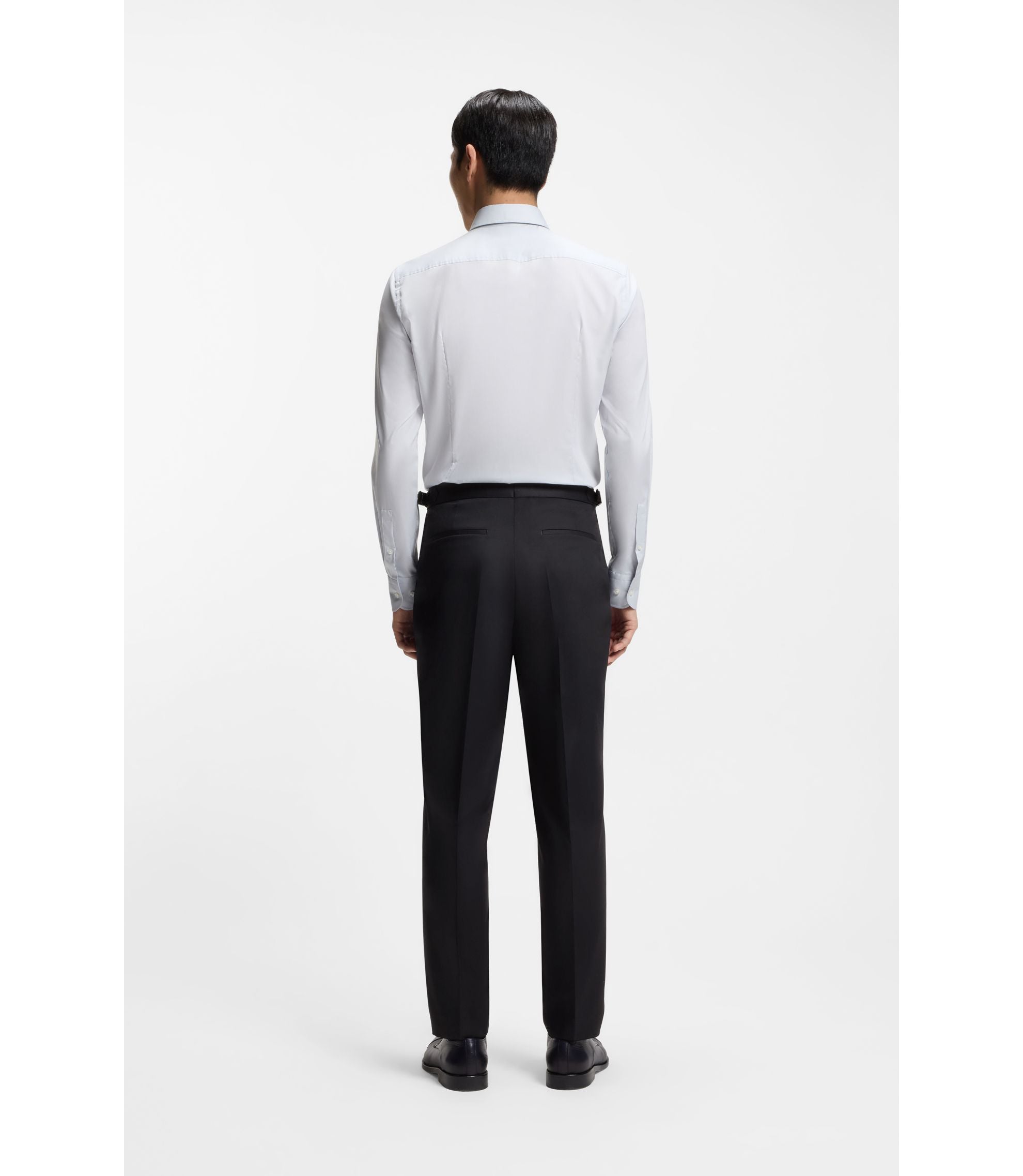 Boss Tapered Fit Trousers In Stretch Cotton Dark Blue