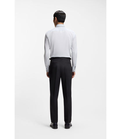 Boss Tapered Fit Trousers In Stretch Cotton Dark Blue