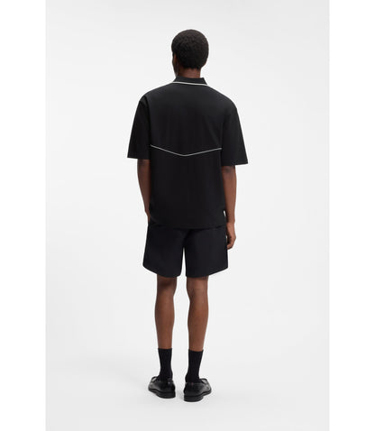 Hugo Embroidered Logo Polo Shirt With Johnny Collar Black