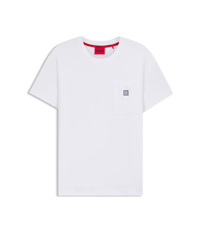 Hugo Stacked Logo Pyjama T Shirt In Stretch Cotton White
