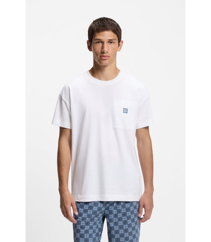 Hugo Stacked Logo Pyjama T Shirt In Stretch Cotton White