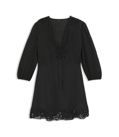 Boss A Line Dress With Embroidered Details Black Women's