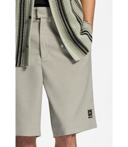 Hugo Relaxed Fit Shorts With Houndstooth Pattern Light Green