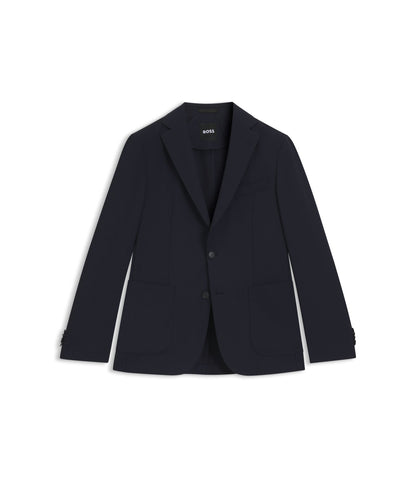 Boss Washable Slim Fit Jacket In A Wool Blend Dark Blue
