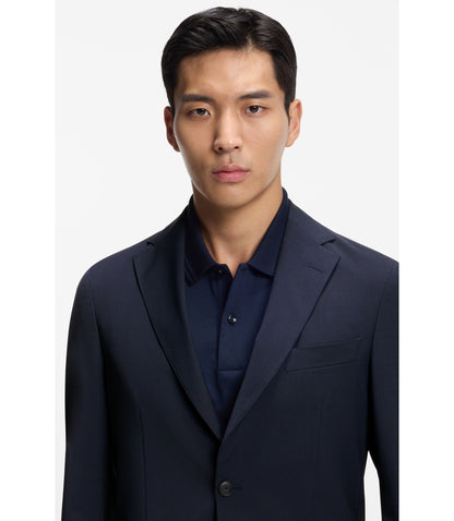 Boss Washable Slim Fit Jacket In A Wool Blend Dark Blue