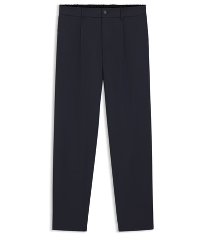 Boss Washable Tapered Fit Trousers In A Wool Blend Dark Blue