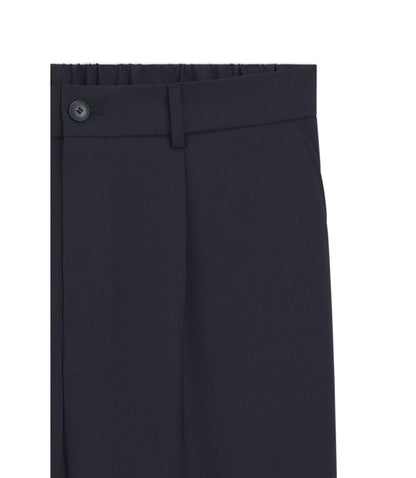 Boss Washable Tapered Fit Trousers In A Wool Blend Dark Blue