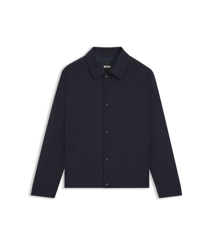 Boss Relaxed Fit Overshirt In A Wool Blend Dark Blue