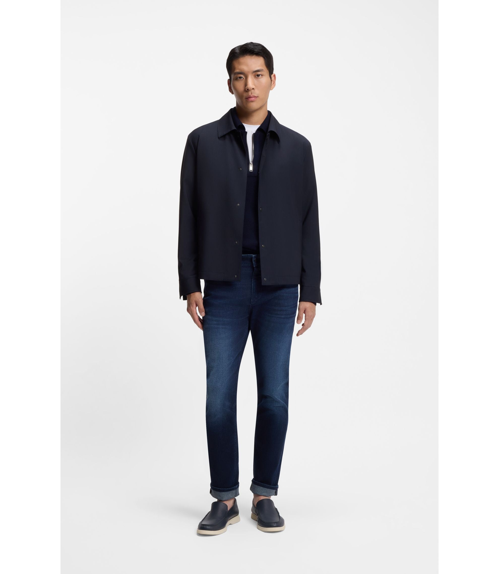 Boss Relaxed Fit Overshirt In A Wool Blend Dark Blue
