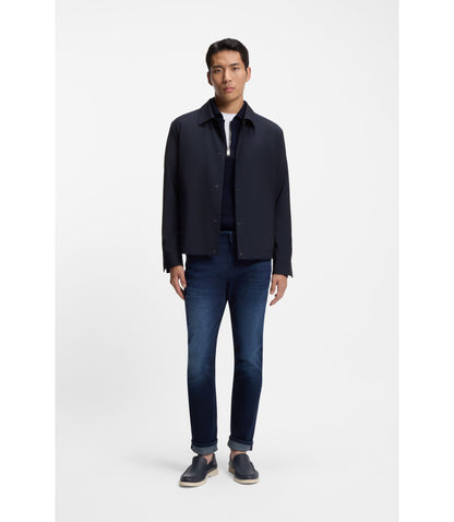 Boss Relaxed Fit Overshirt In A Wool Blend Dark Blue