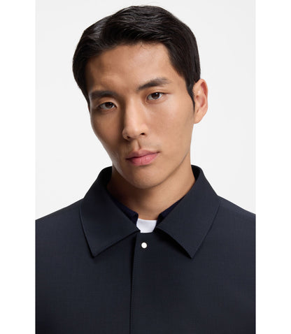 Boss Relaxed Fit Overshirt In A Wool Blend Dark Blue