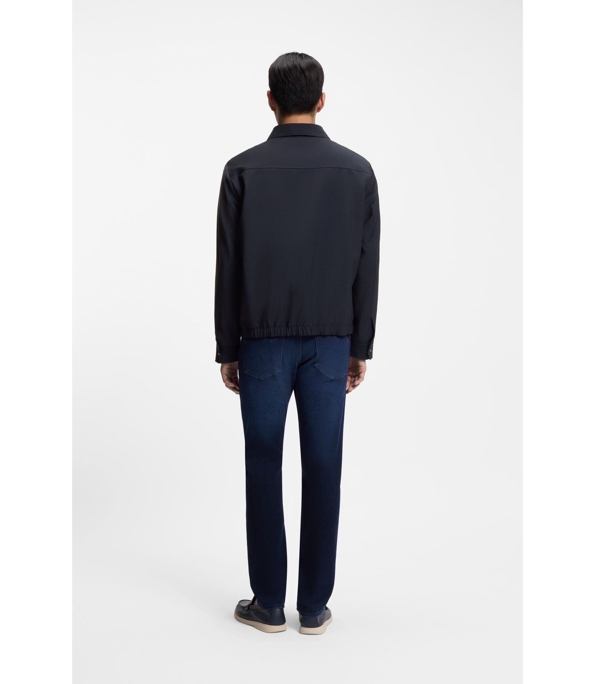 Boss Relaxed Fit Overshirt In A Wool Blend Dark Blue
