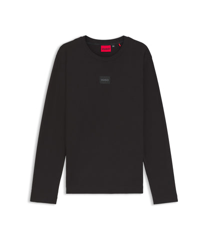 Hugo Logo Label Pyjama T Shirt In A Cotton Blend Black