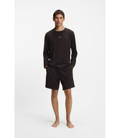 Hugo Logo Label Pyjama T Shirt In A Cotton Blend Black
