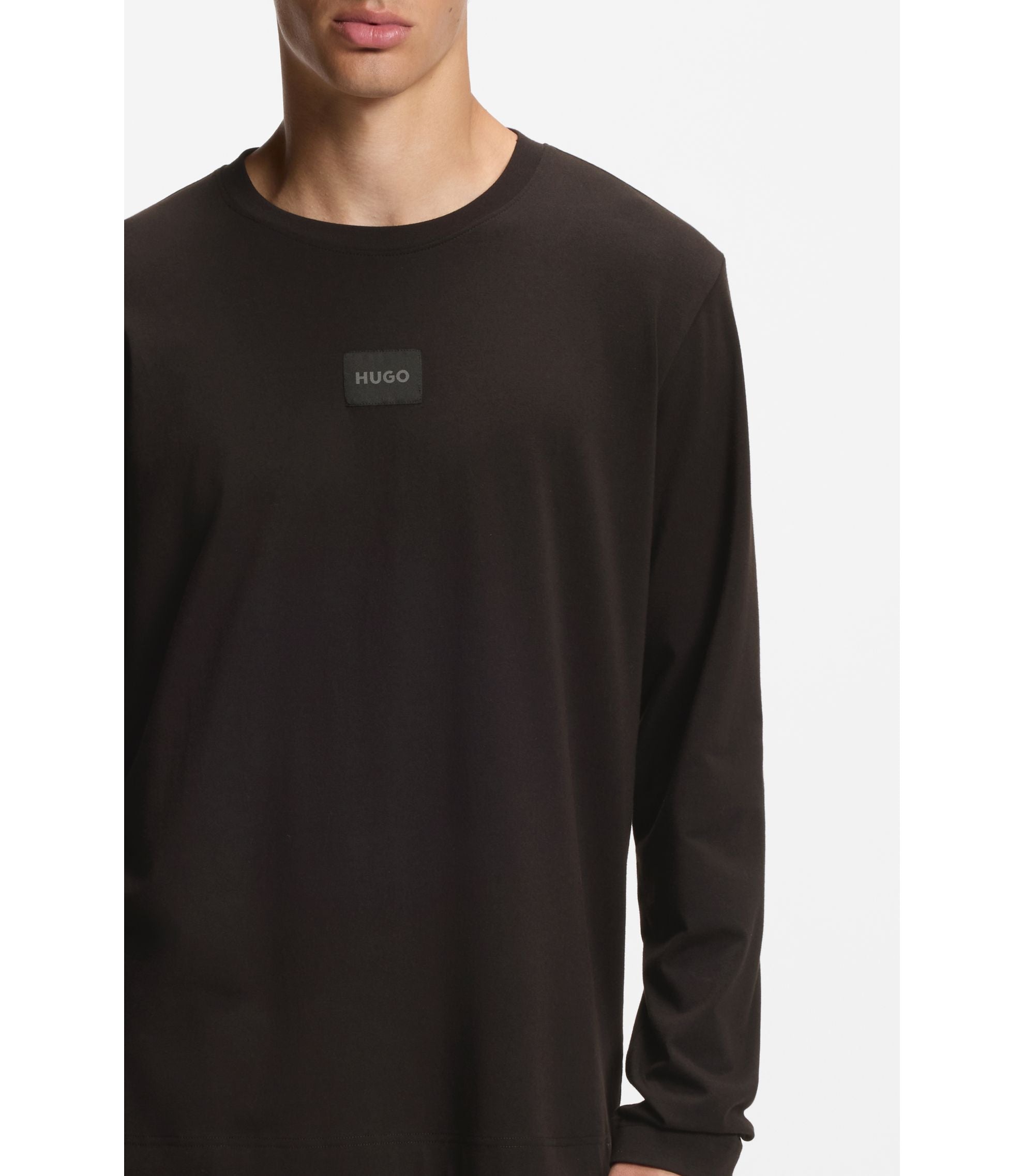 Hugo Logo Label Pyjama T Shirt In A Cotton Blend Black