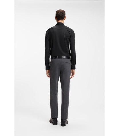 Boss Performance Stretch Slim Fit Shirt In Structured Jersey Black