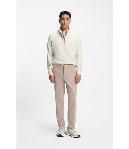 Boss Tapered Fit Trousers With Reversible Drawstring Khaki