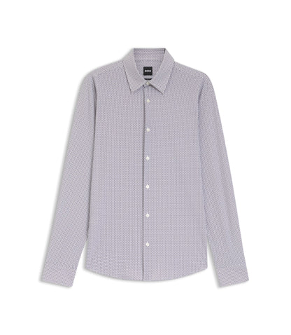 Boss Printed Slim Fit Shirt In Performance Stretch Jersey Khaki