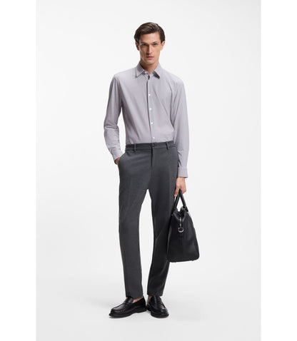Boss Printed Slim Fit Shirt In Performance Stretch Jersey Khaki