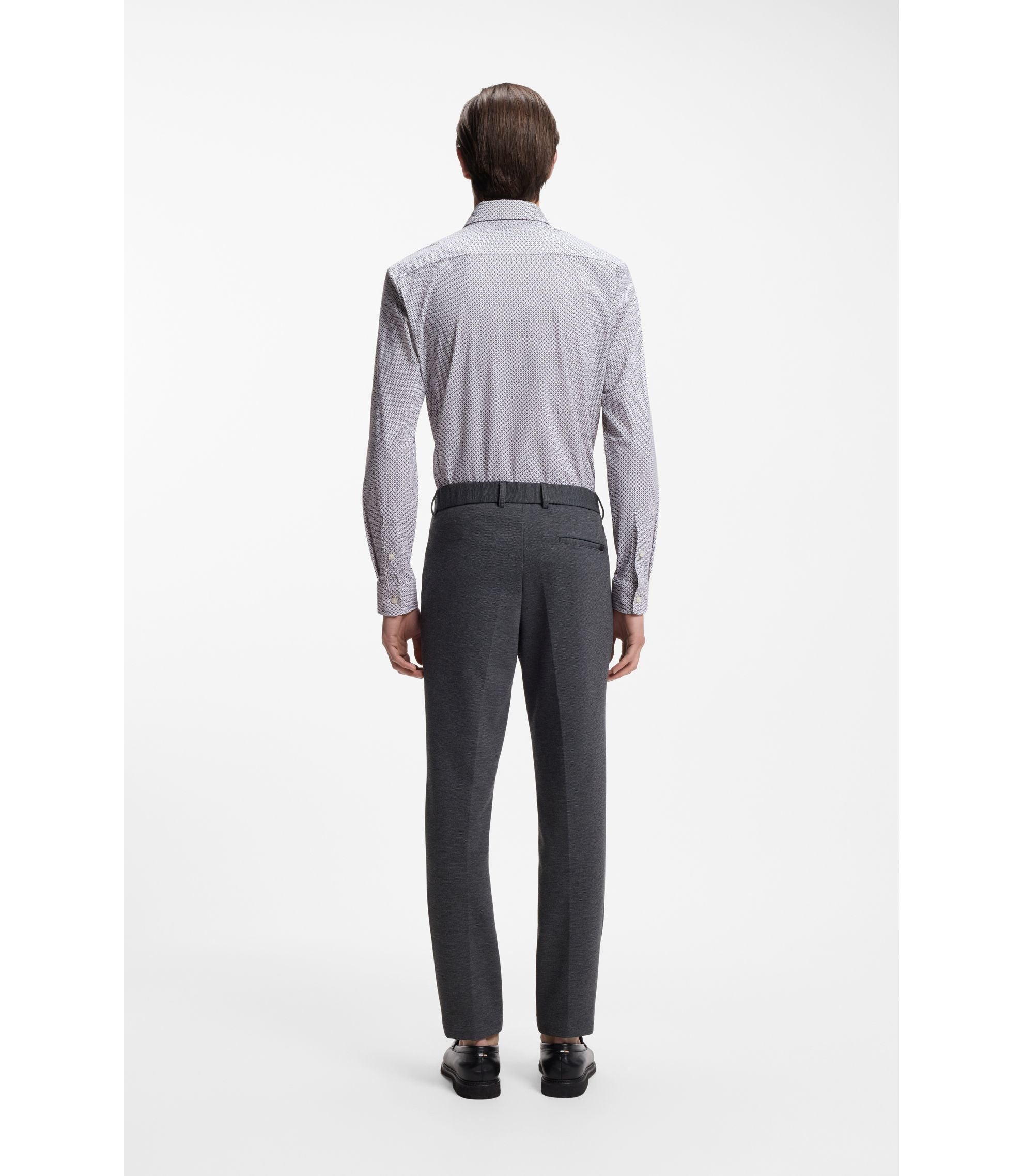 Boss Printed Slim Fit Shirt In Performance Stretch Jersey Khaki