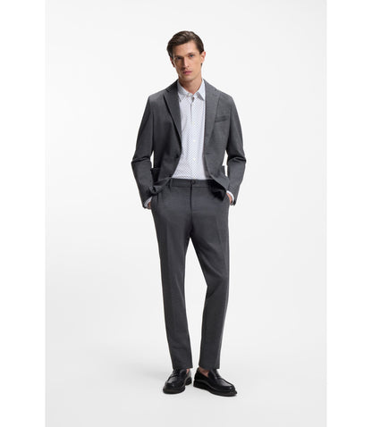 Boss Printed Slim Fit Shirt In Performance Stretch Jersey Dark Blue
