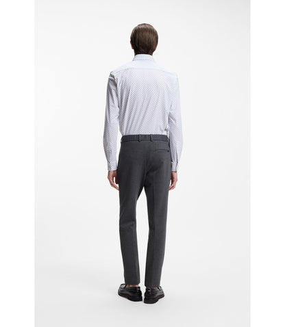 Boss Printed Slim Fit Shirt In Performance Stretch Jersey Dark Blue