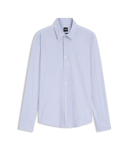 Boss Printed Slim Fit Shirt In Performance Stretch Jersey Light Purple