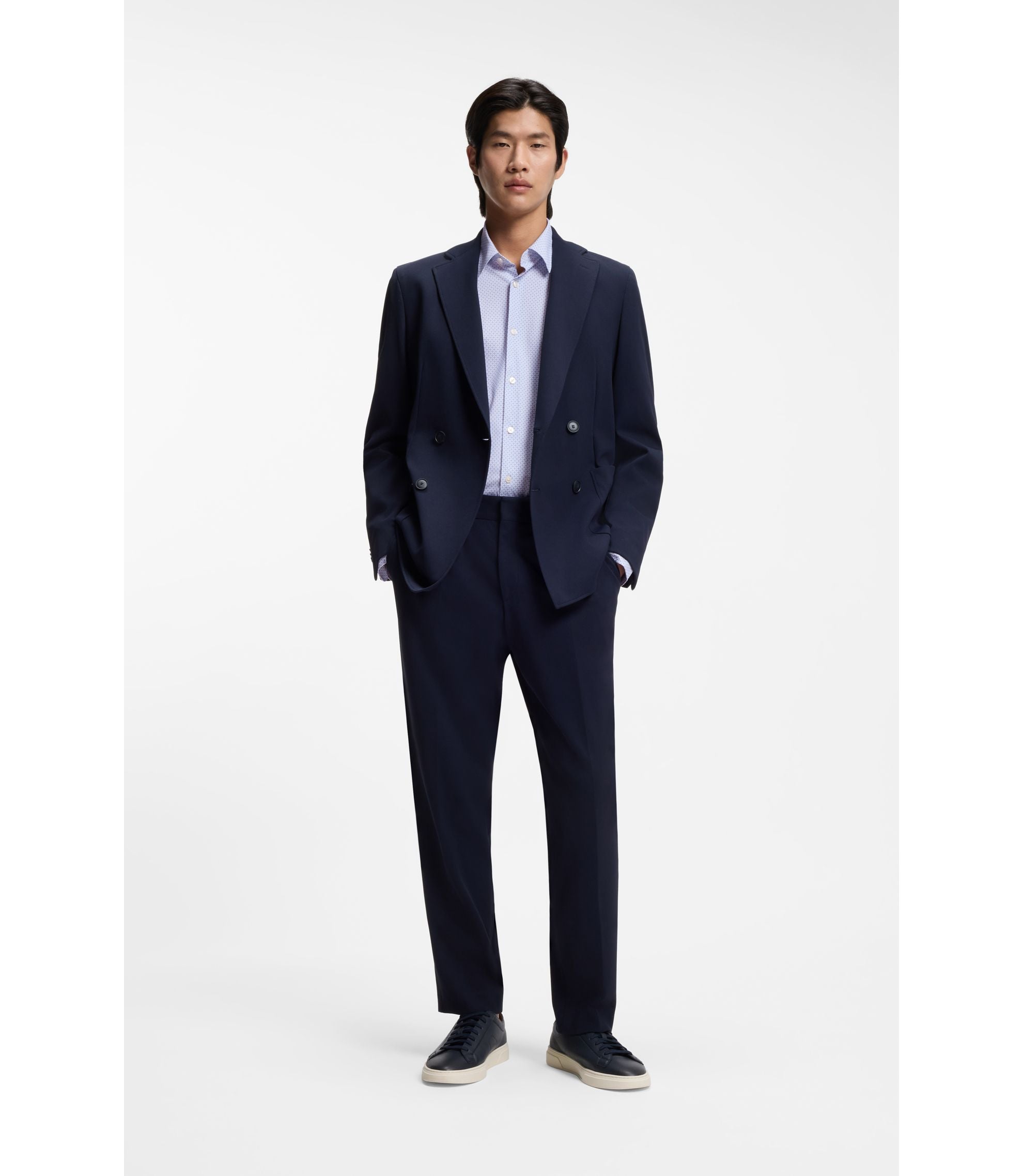 Boss Printed Slim Fit Shirt In Performance Stretch Jersey Light Purple