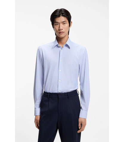 Boss Printed Slim Fit Shirt In Performance Stretch Jersey Light Purple