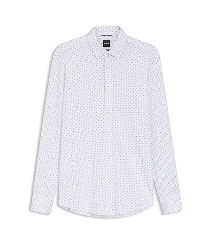 Boss Slim Fit Shirt In Italian Made Performance Stretch Jersey Light Blue