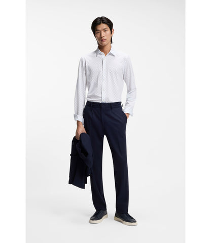 Boss Slim Fit Shirt In Italian Made Performance Stretch Jersey Light Blue