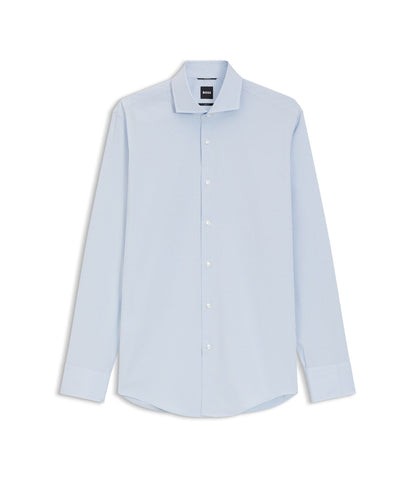 Boss Checked Slim Fit Shirt In Performance Stretch Fabric Light Blue