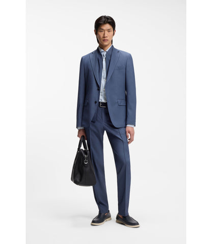 Boss Checked Slim Fit Shirt In Performance Stretch Fabric Light Blue