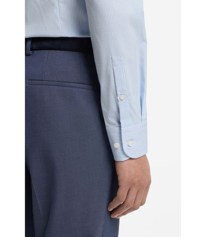 Boss Checked Slim Fit Shirt In Performance Stretch Fabric Light Blue