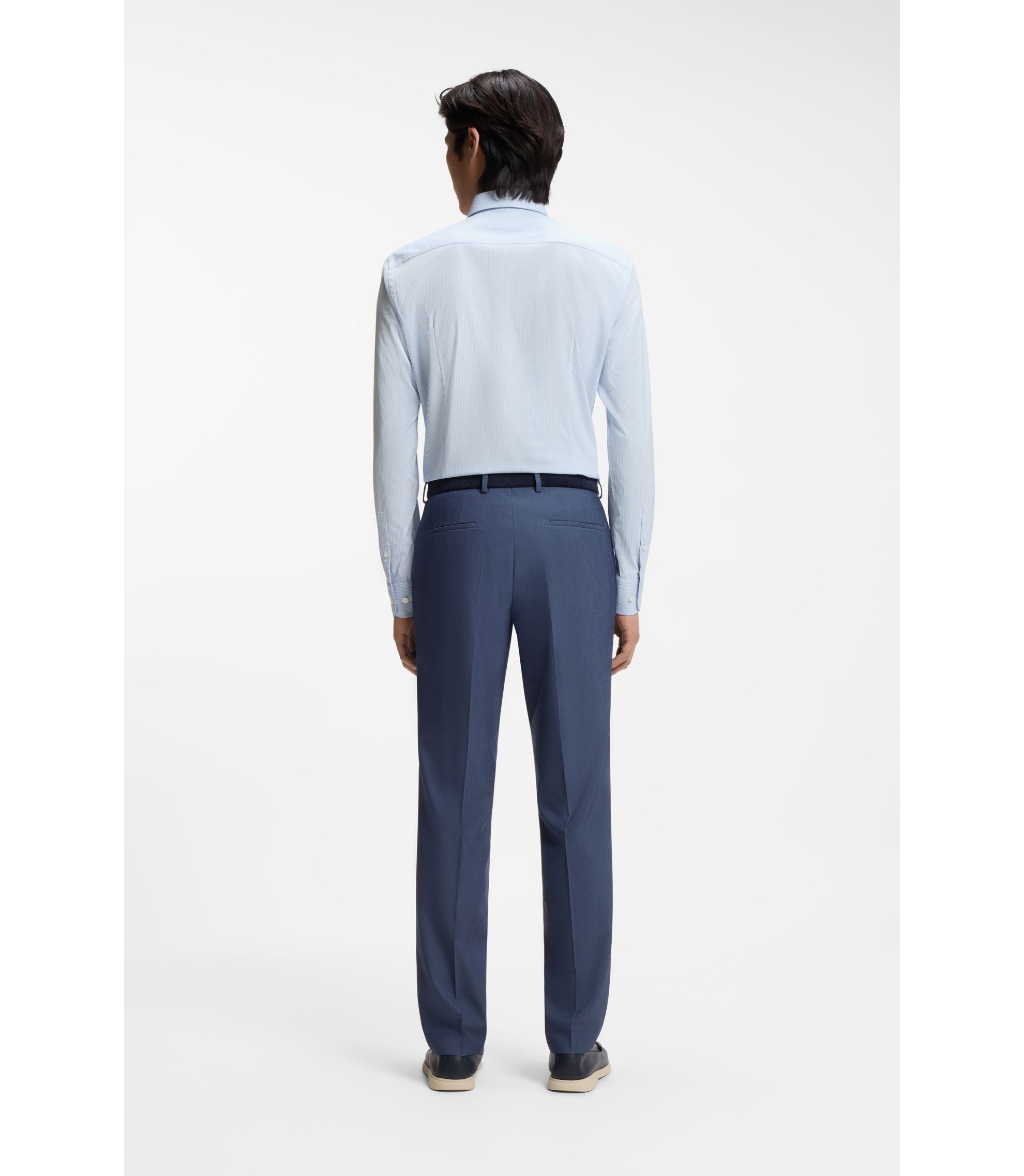 Boss Checked Slim Fit Shirt In Performance Stretch Fabric Light Blue