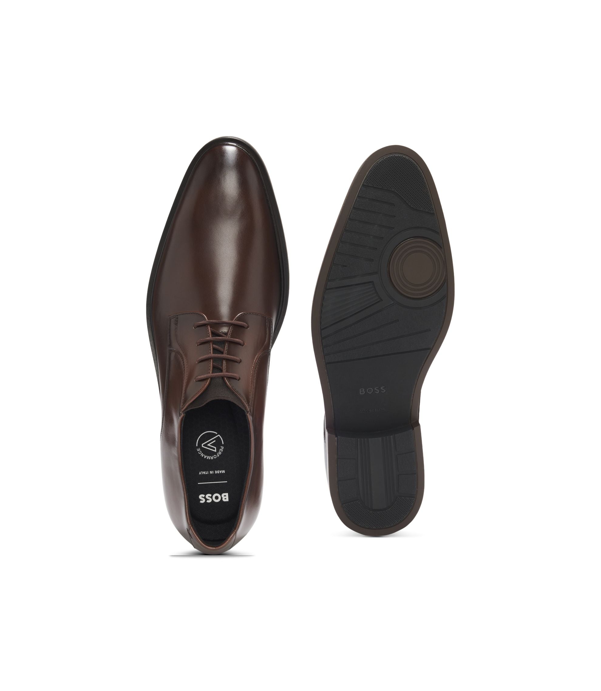 Boss Derby Shoes In Smooth Leather Brown Brown