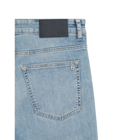 Boss Delaware Slim Fit Jeans In Blue Soft Motion Denim Turquoise