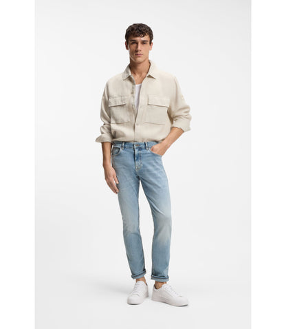 Boss Delaware Slim Fit Jeans In Blue Soft Motion Denim Turquoise
