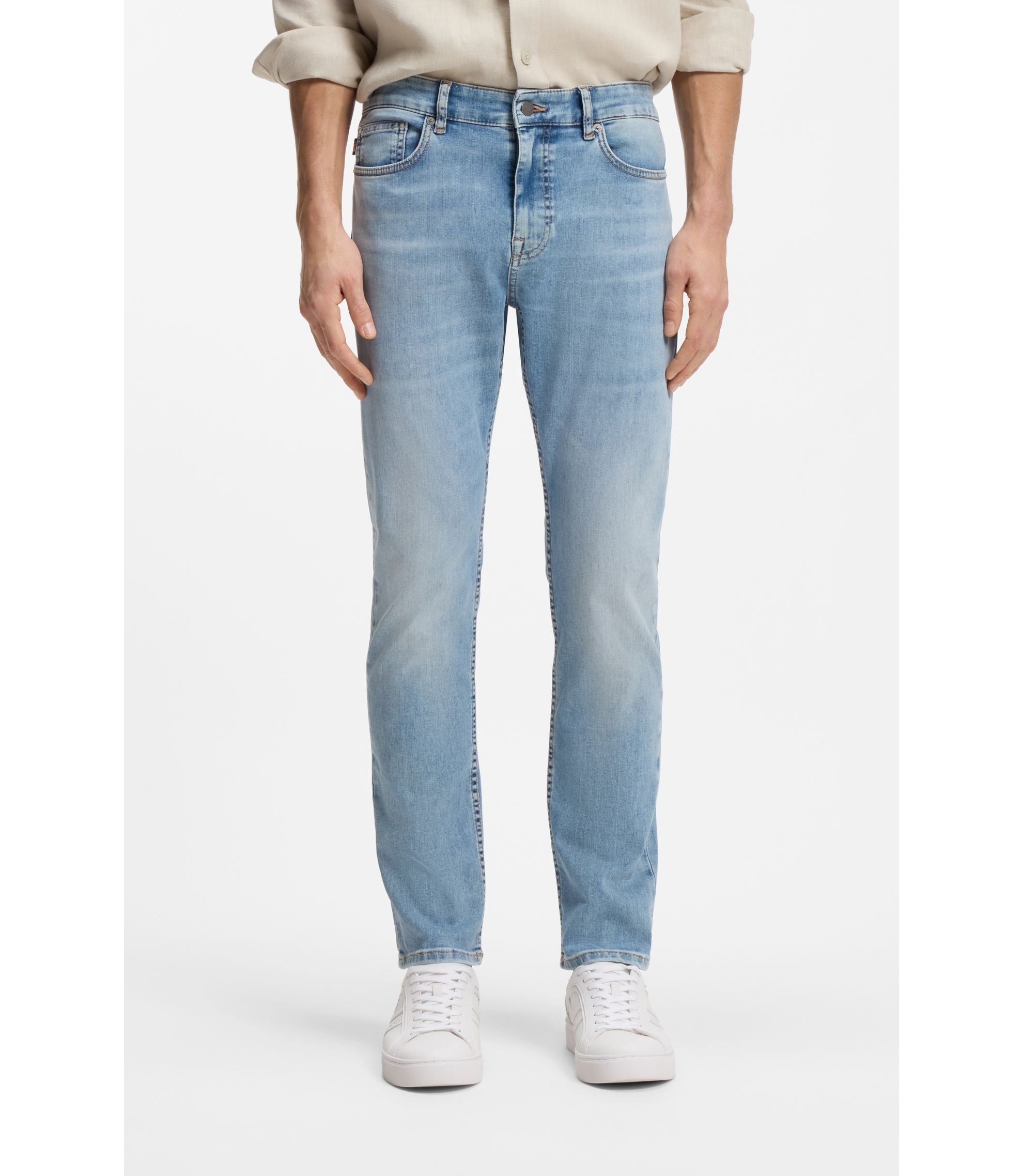Boss Delaware Slim Fit Jeans In Blue Soft Motion Denim Turquoise