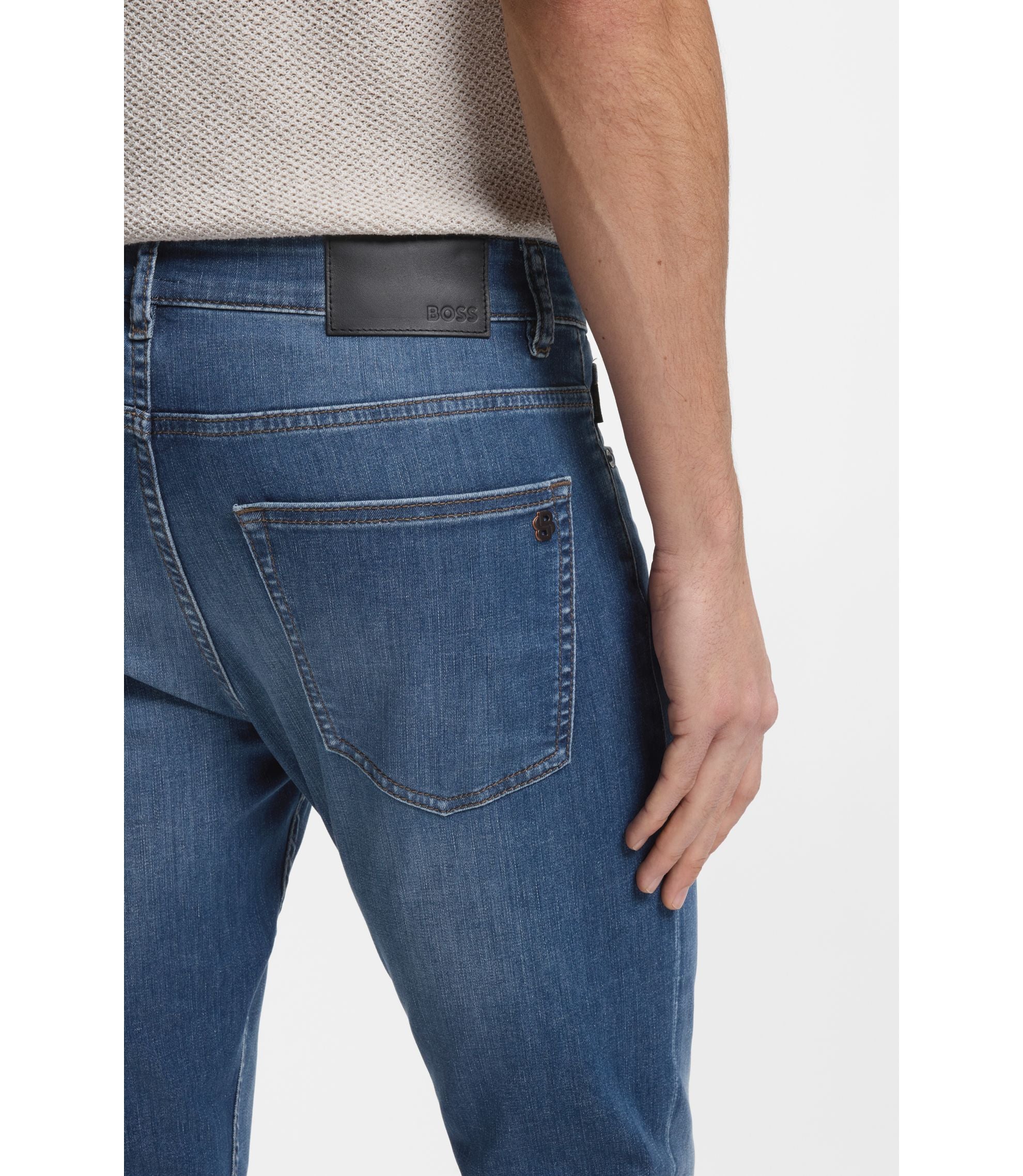 Boss Delaware Slim Fit Jeans In Blue Soft Motion Denim Blue