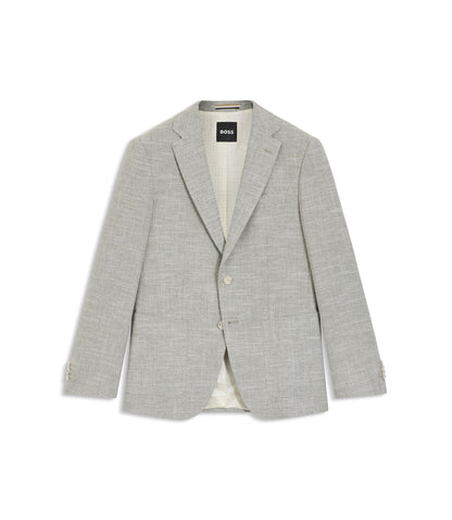 Boss Patterned Regular Fit Jacket In A Cotton Blend Light Green