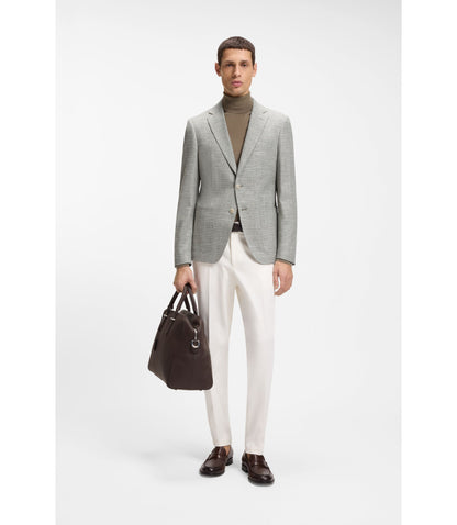 Boss Patterned Regular Fit Jacket In A Cotton Blend Light Green