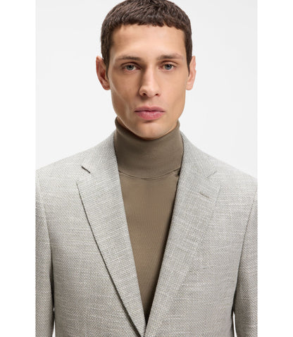 Boss Patterned Regular Fit Jacket In A Cotton Blend Light Green