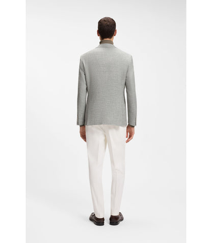 Boss Patterned Regular Fit Jacket In A Cotton Blend Light Green