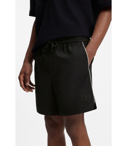 Hugo Contrast Piping Shorts With Water Repellent Finish Black