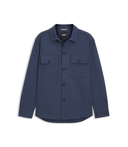 Boss Relaxed Fit Overshirt In Stretch Cotton Twill Light Blue