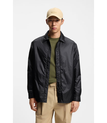 Hugo Oversized Fit Overshirt In Ripstop Fabric Black