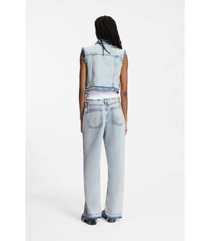 Hugo Azure Blue Loose Fit Jeans In Rigid Denim Light Blue Women's