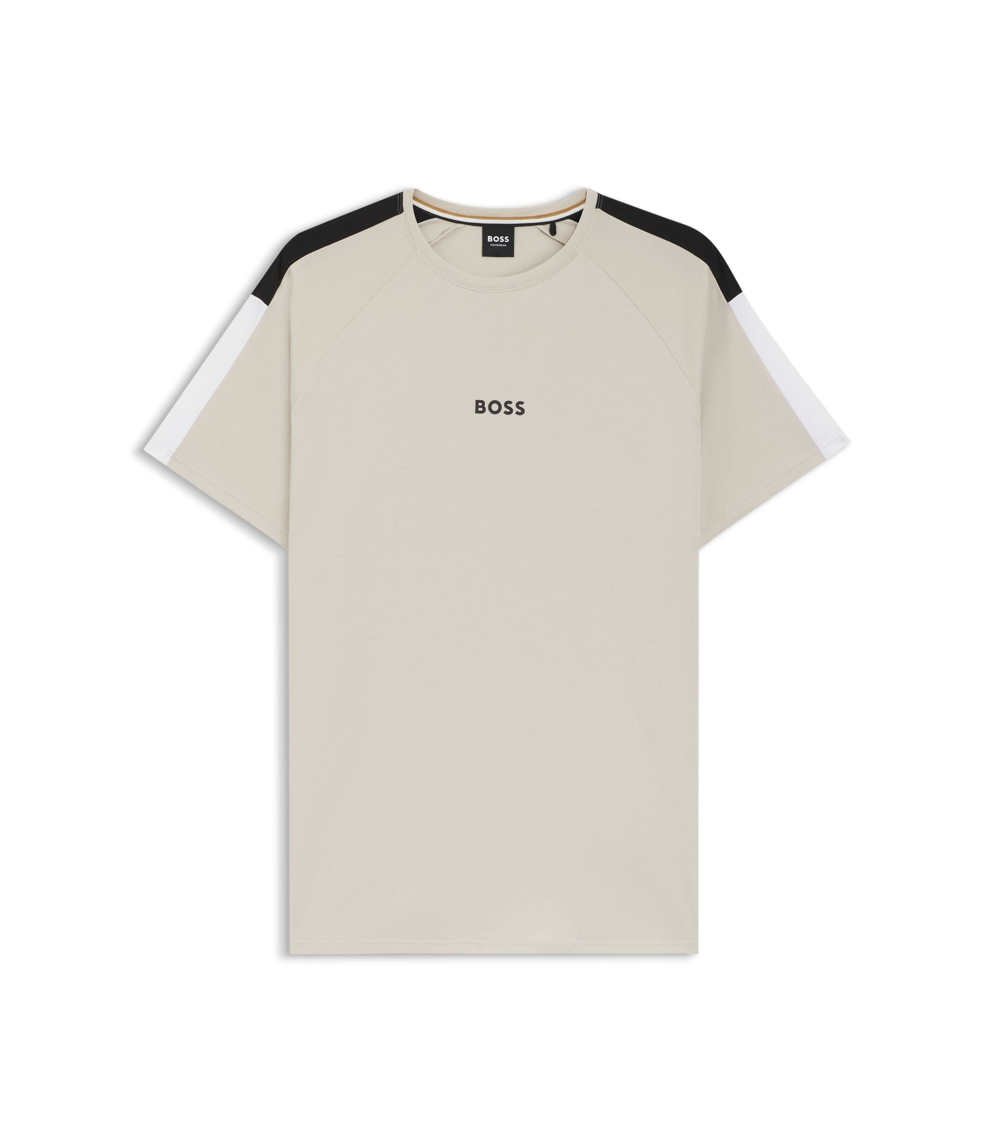 Boss Cotton Blend Pajama T Shirt With Color Blocking Light Grey