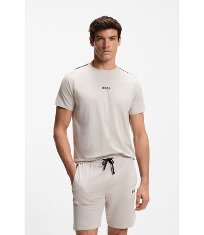 Boss Cotton Blend Pajama T Shirt With Color Blocking Light Grey